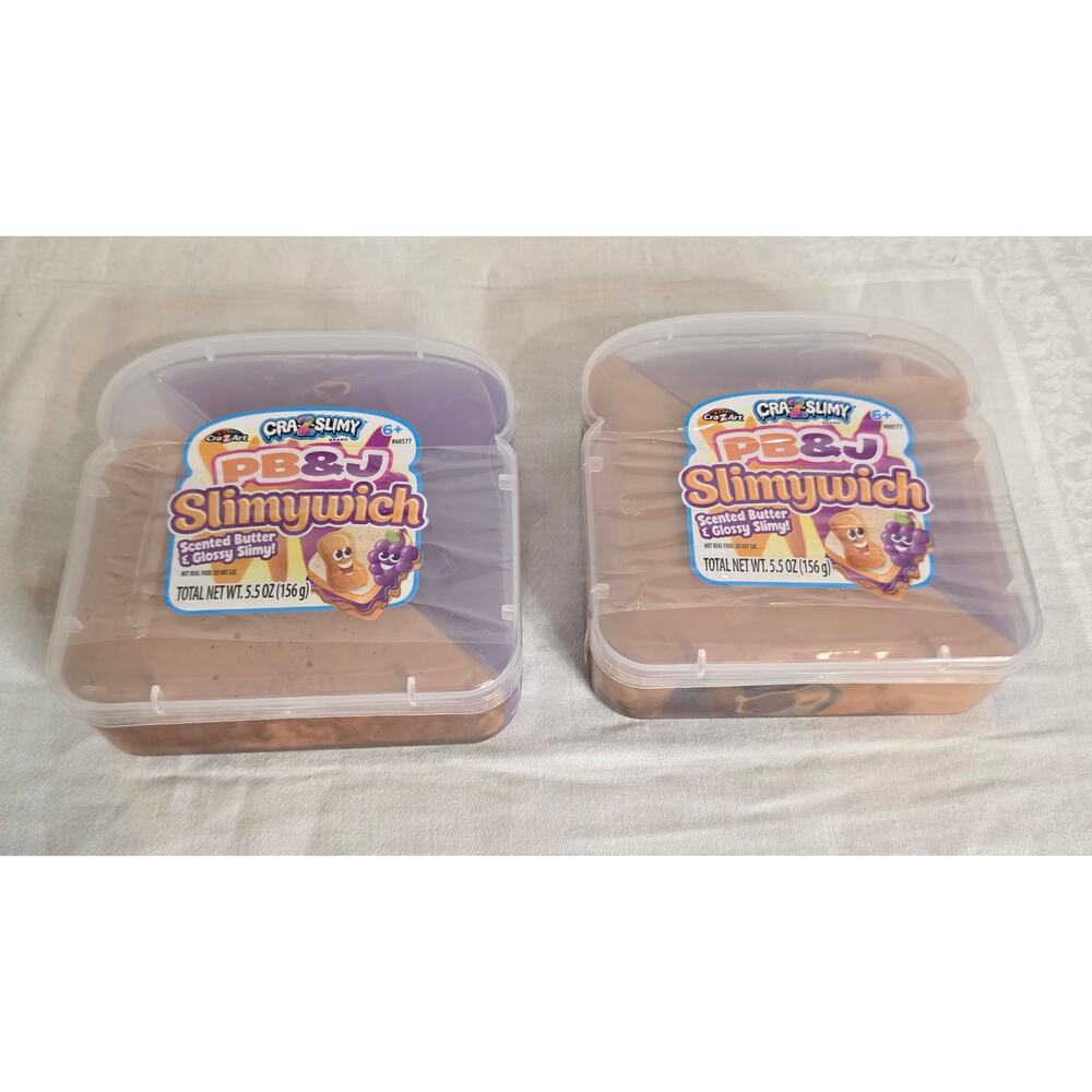 2 CraZart CraZSlimy Scented Butter Glossy Slimy PB&J Slimywich Not Real Food NIB